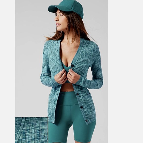 Athleta Revolve Cardigan in Borealis Green Heather - Picture 1 of 9